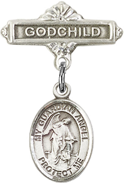 Guardian Angel Charm and Godchild Badge Pin