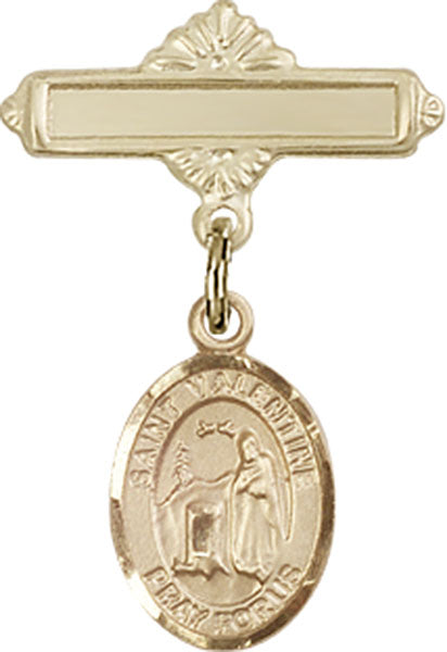 St. Valentine of Rome Charm and Polished Engravable Badge Pin