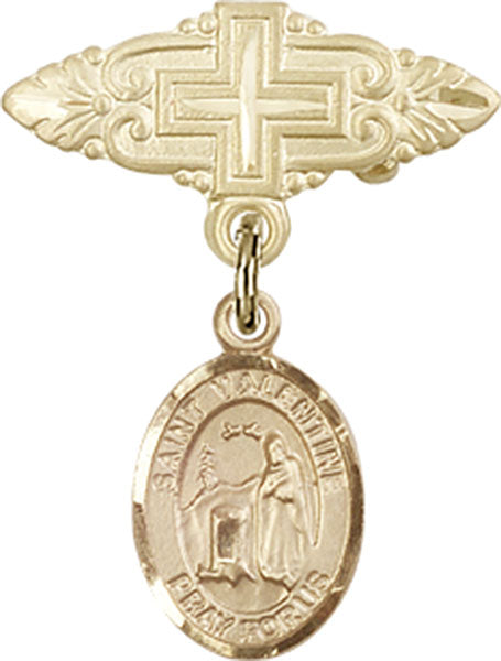 St. Valentine of Rome Charm and Badge Pin with Cross