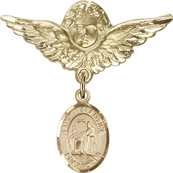 St. Valentine of Rome Charm and Angel with Larger Wings Badge Pin