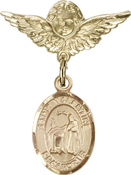 St. Valentine of Rome Charm and Angel with Smaller Wings Badge Pin