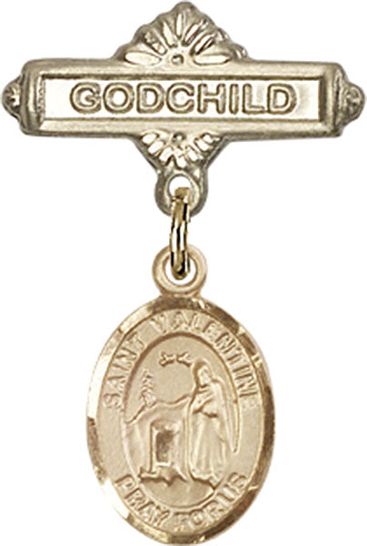 St. Valentine of Rome Charm and Godchild Badge Pin