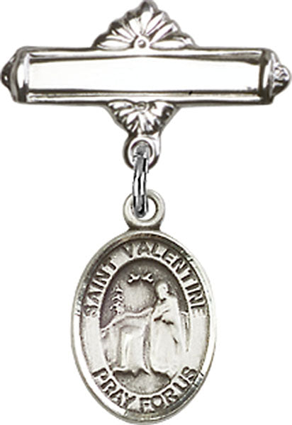 St. Valentine of Rome Charm and Polished Engravable Badge Pin