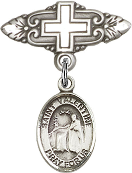 St. Valentine of Rome Charm and Badge Pin with Cross