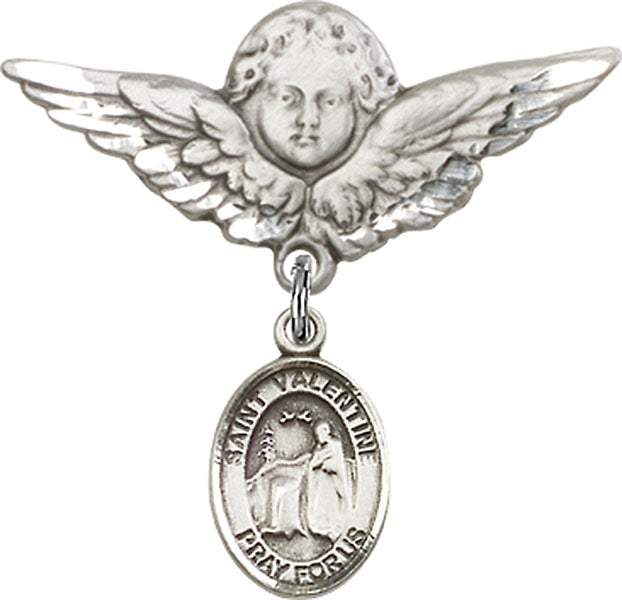 St. Valentine of Rome Charm and Angel with Larger Wings Badge Pin