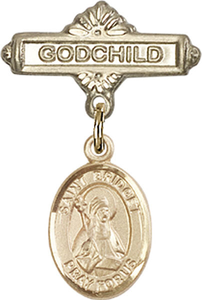 St. Bridget of Sweden Charm and Godchild Badge Pin