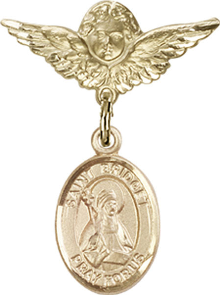 St. Bridget of Sweden Charm and Angel with Smaller Wings Badge Pin
