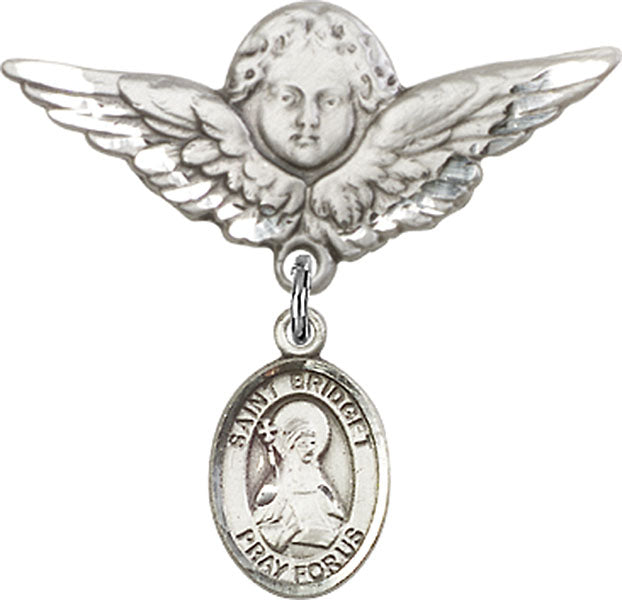 St. Bridget of Sweden Charm and Angel with Larger Wings Badge Pin