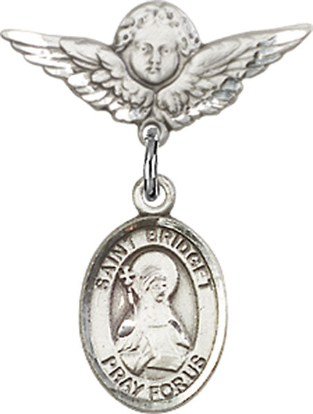 St. Bridget of Sweden Charm and Angel with Smaller Wings Badge Pin