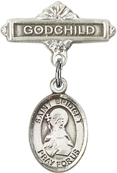 St. Bridget of Sweden Charm and Godchild Badge Pin