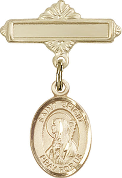 St. Brigid of Ireland Charm and Polished Engravable Badge Pin