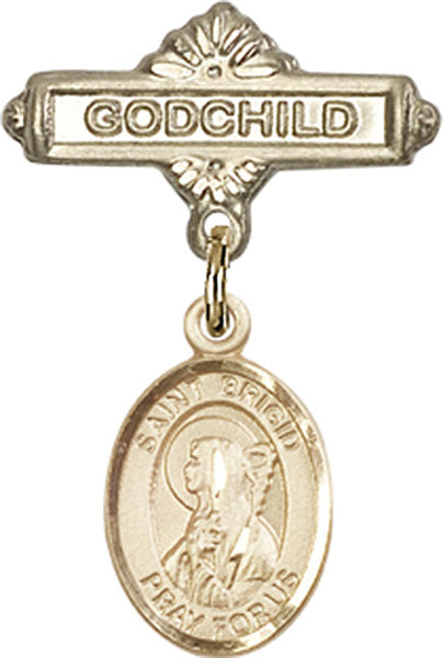 St. Brigid of Ireland Charm and Godchild Badge Pin