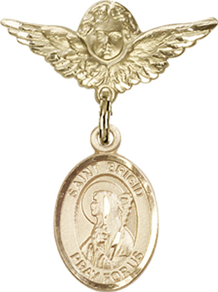 St. Brigid of Ireland Charm and Angel with Smaller Wings Badge Pin