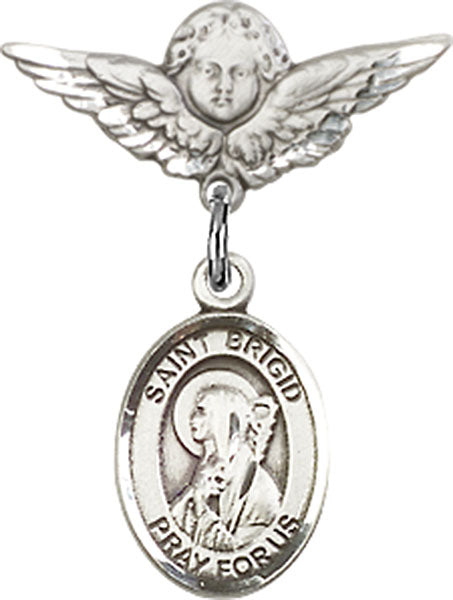 St. Brigid of Ireland Charm and Angel with Smaller Wings Badge Pin