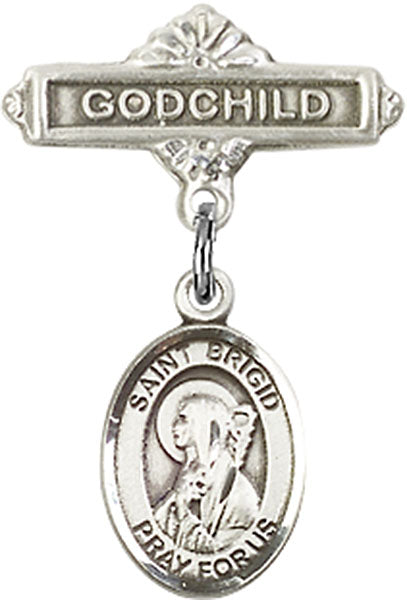 St. Brigid of Ireland Charm and Godchild Badge Pin