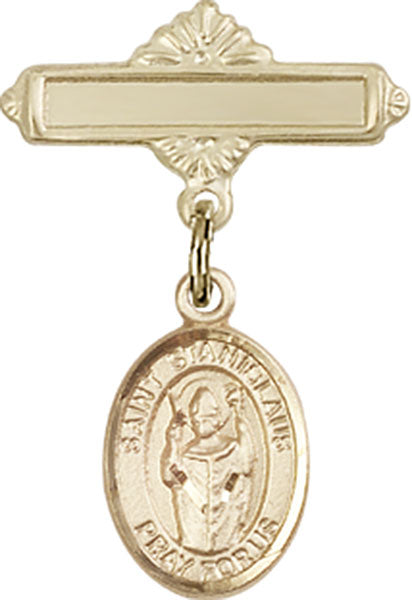 St. Stanislaus Charm and Polished Engravable Badge Pin