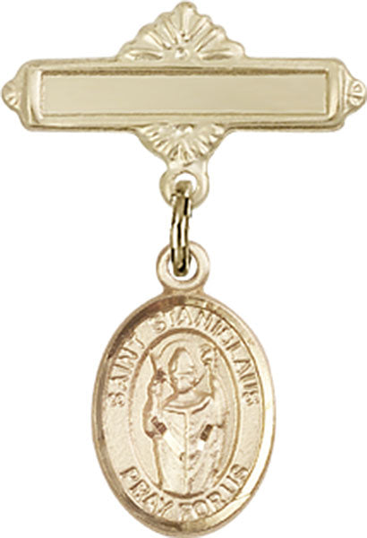 St. Stanislaus Charm and Polished Engravable Badge Pin