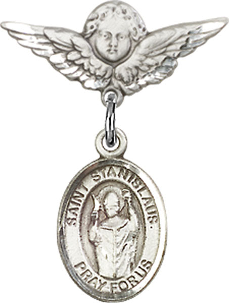 St. Stanislaus Charm and Angel with Smaller Wings Badge Pin