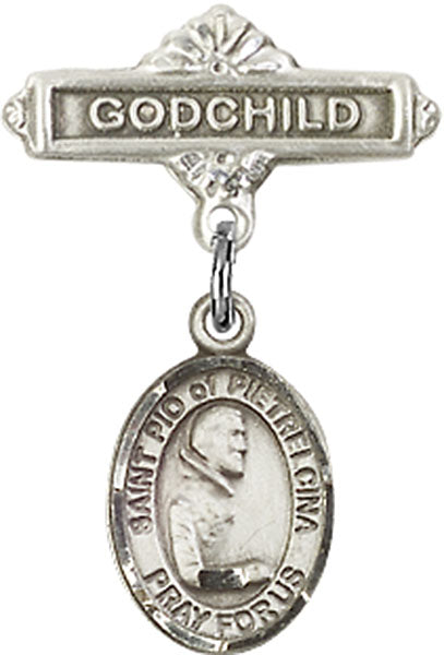 St. Pio of Pietrelcina Charm and Godchild Badge Pin