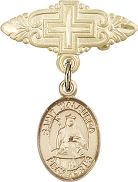 St. Walburga Charm and Badge Pin with Cross