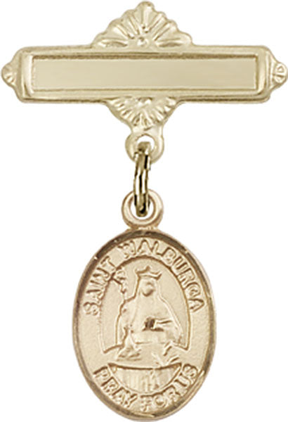 St. Walburga Charm and Polished Engravable Badge Pin