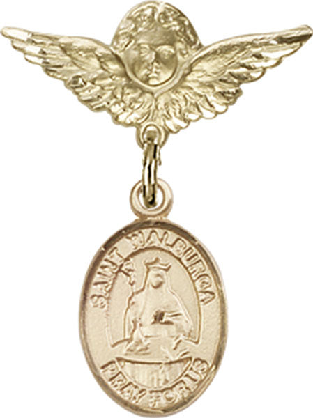 St. Walburga Charm and Angel with Smaller Wings Badge Pin