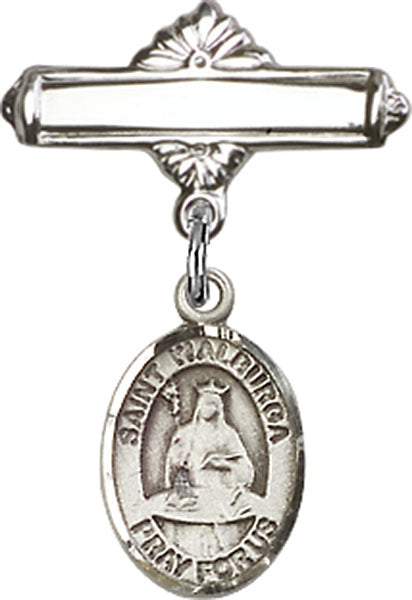 St. Walburga Charm and Polished Engravable Badge Pin