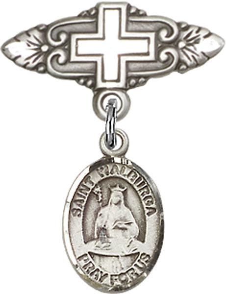 St. Walburga Charm and Badge Pin with Cross