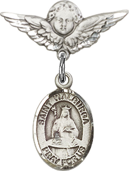 St. Walburga Charm and Angel with Smaller Wings Badge Pin