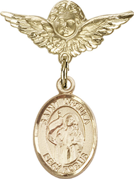 St. Ursula Charm and Angel with Smaller Wings Badge Pin