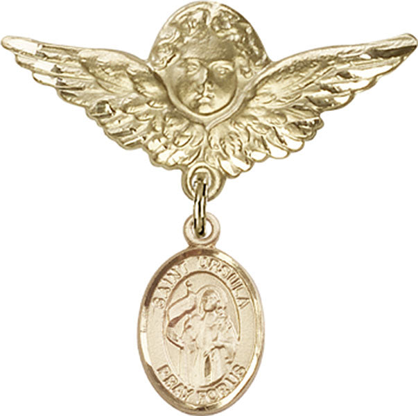 St. Ursula Charm and Angel with Larger Wings Badge Pin
