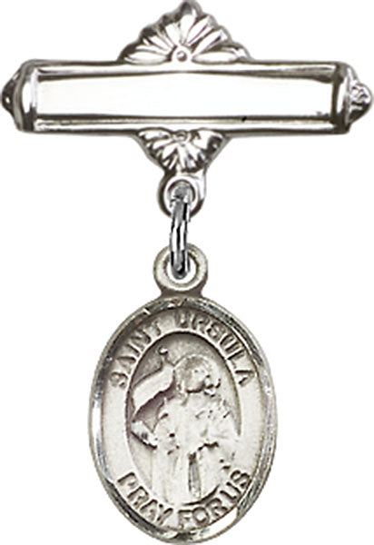 St. Ursula Charm and Polished Engravable Badge Pin