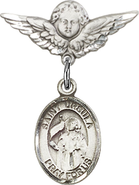 St. Ursula Charm and Angel with Smaller Wings Badge Pin