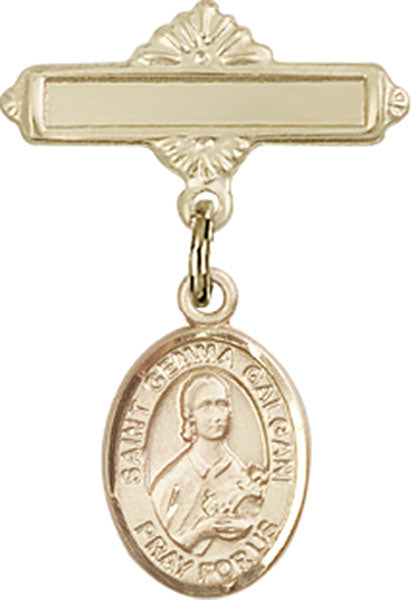 St. Gemma Galgani Charm and Polished Engravable Badge Pin