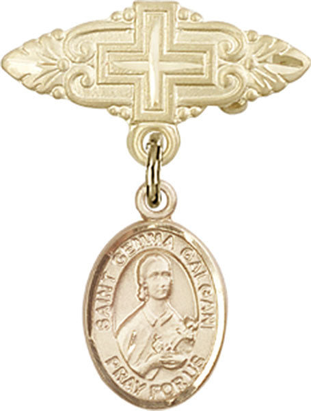 St. Gemma Galgani Charm and Badge Pin with Cross