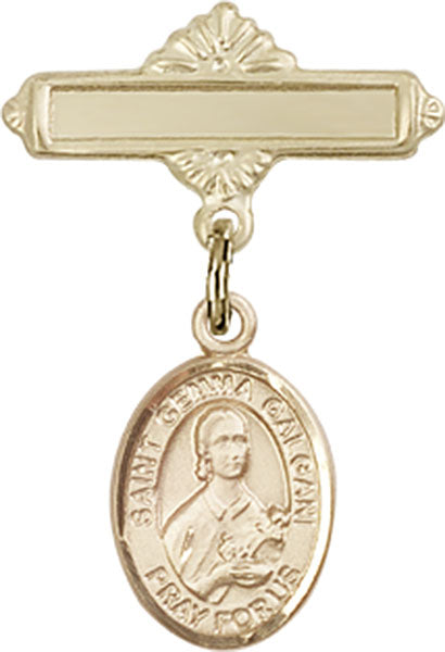 St. Gemma Galgani Charm and Polished Engravable Badge Pin