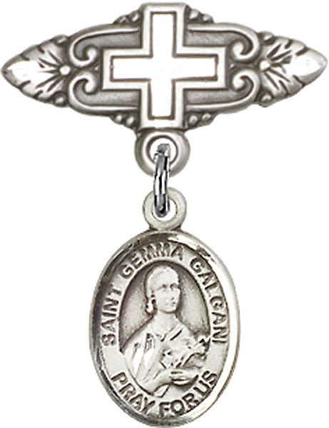 St. Gemma Galgani Charm and Badge Pin with Cross
