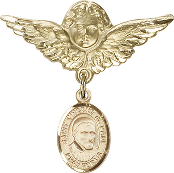 St. Vincent de Paul Charm and Angel with Larger Wings Badge Pin