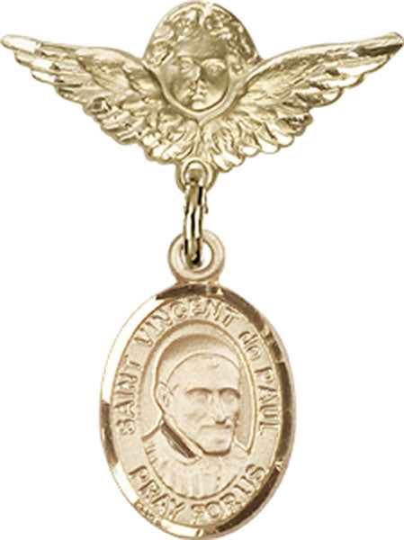 St. Vincent de Paul Charm and Angel with Smaller Wings Badge Pin