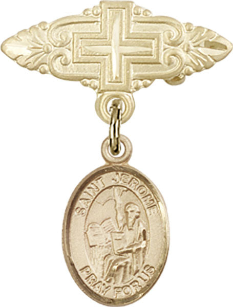 St. Jerome Charm and Badge Pin with Cross
