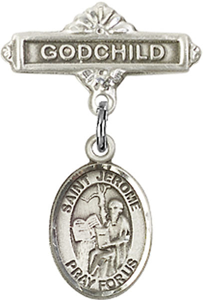 St. Jerome Charm and Godchild Badge Pin