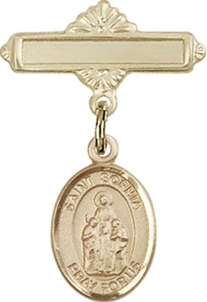 St. Sophia Charm and Polished Engravable Badge Pin
