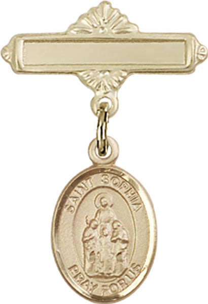St. Sophia Charm and Polished Engravable Badge Pin