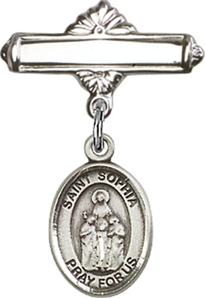 St. Sophia Charm and Polished Engravable Badge Pin