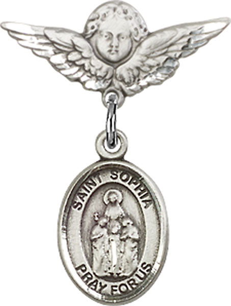 St. Sophia Charm and Angel with Smaller Wings Badge Pin
