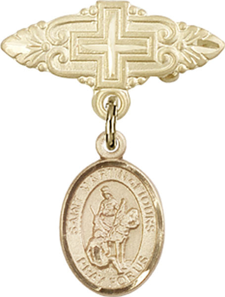 St. Martin of Tours Charm and Badge Pin with Cross