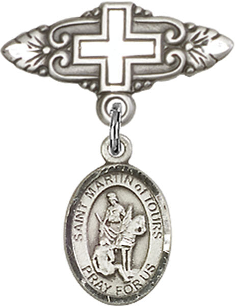 St. Martin of Tours Charm and Badge Pin with Cross