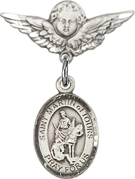St. Martin of Tours Charm and Angel with Smaller Wings Badge Pin