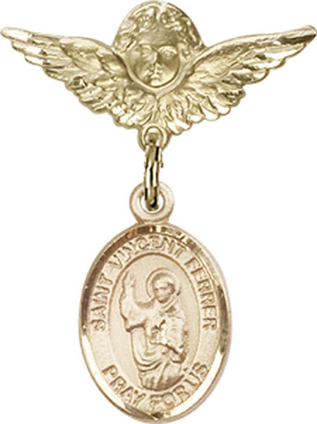 St. Vincent Ferrer Charm and Angel with Smaller Wings Badge Pin