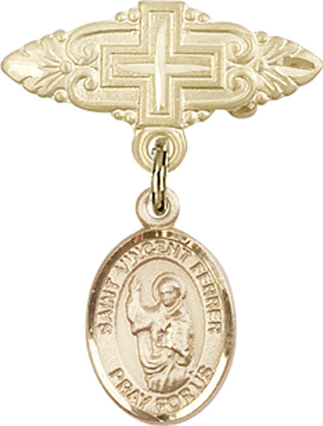 St. Vincent Ferrer Charm and Badge Pin with Cross